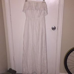 Strapless white maxi dress